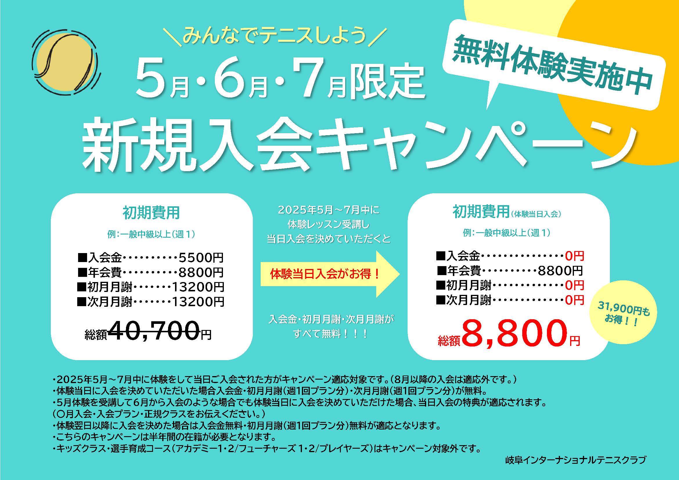 入会キャンペーン